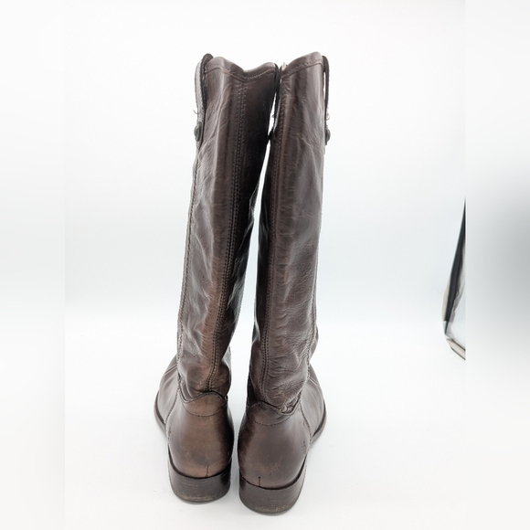 Frye Leather Brown Melissa Button Riding Tall Boots - Picture 8 of 11